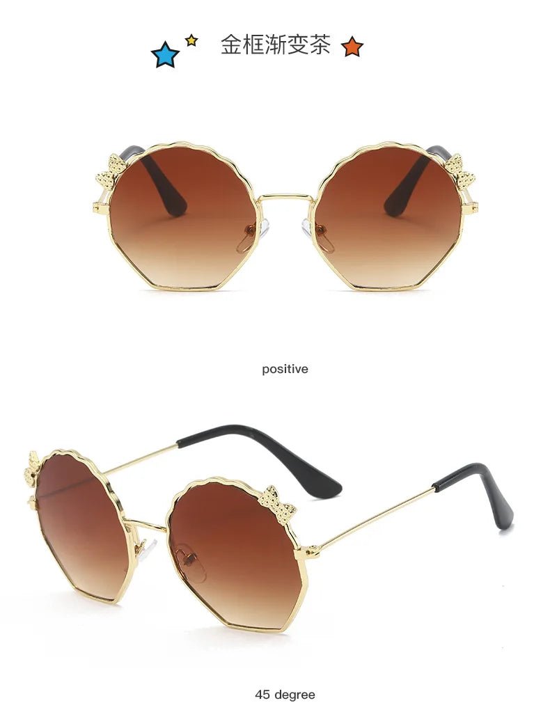 Summer Fashion Kids Sunglasses Trendy Bowknot Metal Frame Sun Glasses for Boys Girls Outdoor Anti UV Eyewear UV400 - Mom & Kids