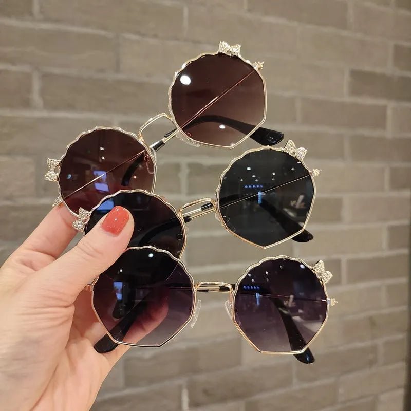 Summer Fashion Kids Sunglasses Trendy Bowknot Metal Frame Sun Glasses for Boys Girls Outdoor Anti UV Eyewear UV400 - Mom & Kids