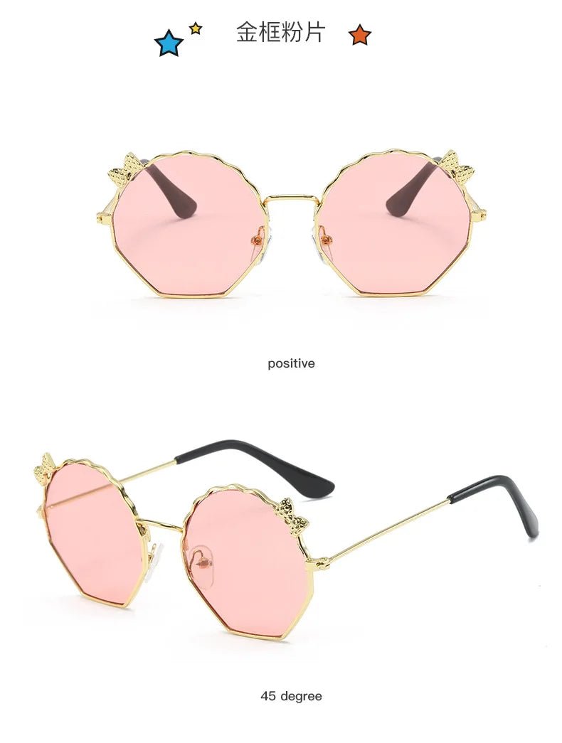 Summer Fashion Kids Sunglasses Trendy Bowknot Metal Frame Sun Glasses for Boys Girls Outdoor Anti UV Eyewear UV400 - Mom & Kids