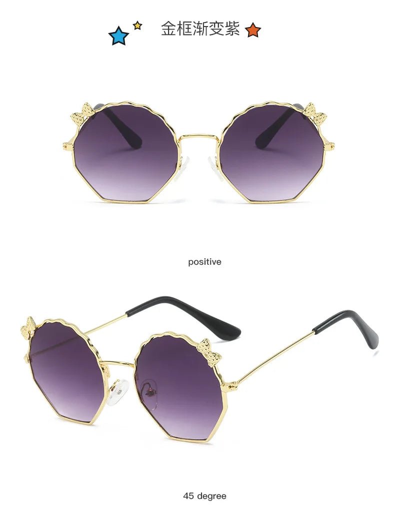 Summer Fashion Kids Sunglasses Trendy Bowknot Metal Frame Sun Glasses for Boys Girls Outdoor Anti UV Eyewear UV400 - Mom & Kids