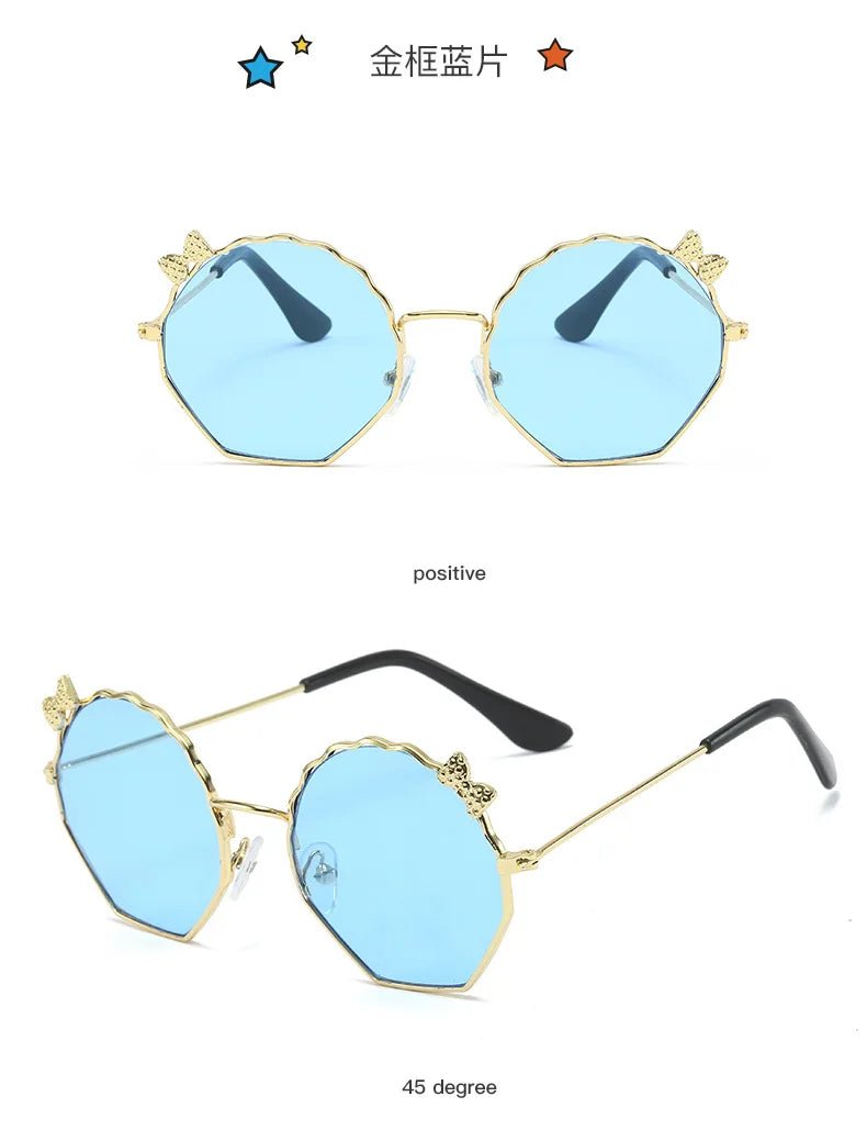 Summer Fashion Kids Sunglasses Trendy Bowknot Metal Frame Sun Glasses for Boys Girls Outdoor Anti UV Eyewear UV400 - Mom & Kids