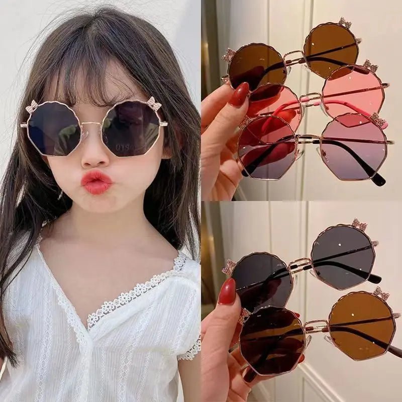 Summer Fashion Kids Sunglasses Trendy Bowknot Metal Frame Sun Glasses for Boys Girls Outdoor Anti UV Eyewear UV400 - Mom & Kids