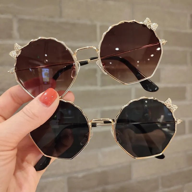 Summer Fashion Kids Sunglasses Trendy Bowknot Metal Frame Sun Glasses for Boys Girls Outdoor Anti UV Eyewear UV400 - Mom & Kids