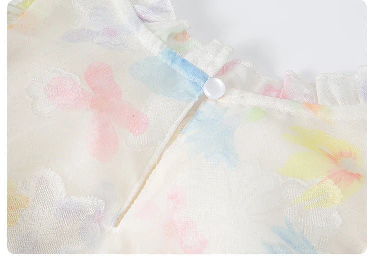 Summer girl's dress new style children's Western style floral chiffon princess dress printed baby's park play skirt - Mom & Kids