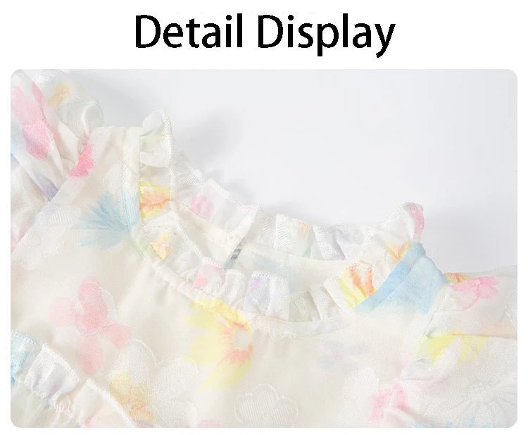 Summer girl's dress new style children's Western style floral chiffon princess dress printed baby's park play skirt - Mom & Kids
