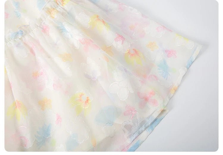 Summer girl's dress new style children's Western style floral chiffon princess dress printed baby's park play skirt - Mom & Kids