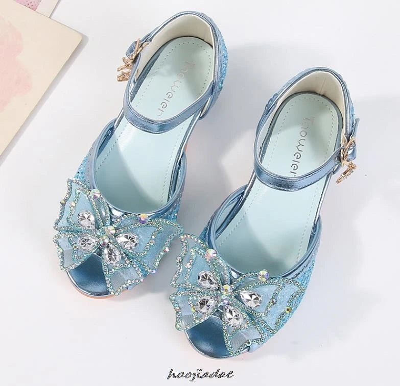Summer High Heels Shoes for Girls Pageant Kids Sandals Child Mary Jane Shiny Princess Party Dress Up Shoes Purple Gold Pink Blue - Mom & Kids