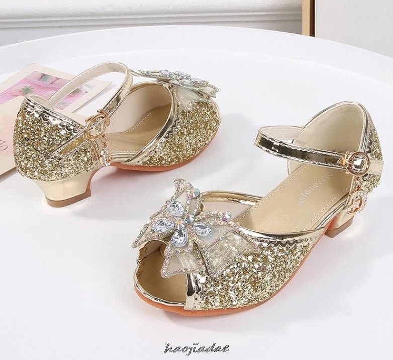 Summer High Heels Shoes for Girls Pageant Kids Sandals Child Mary Jane Shiny Princess Party Dress Up Shoes Purple Gold Pink Blue - Mom & Kids