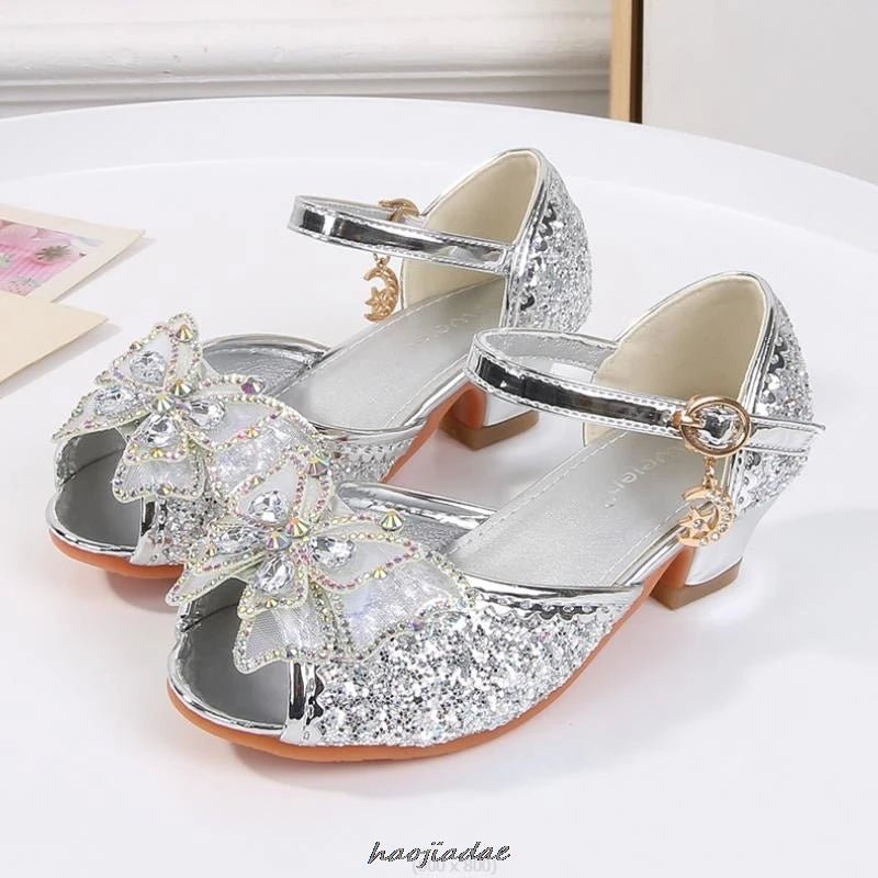 Summer High Heels Shoes for Girls Pageant Kids Sandals Child Mary Jane Shiny Princess Party Dress Up Shoes Purple Gold Pink Blue - Mom & Kids