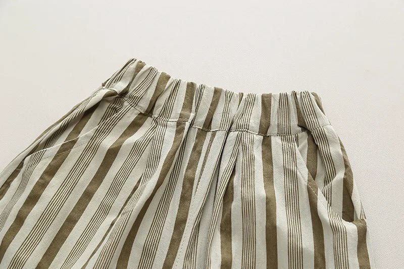 Summer Kid's Clothing Sets Boys' Short Sleeve Outfit Vertical Stripes T-shirt Pants 2Pcs Trendy Children's Costume Stylish - Mom & Kids