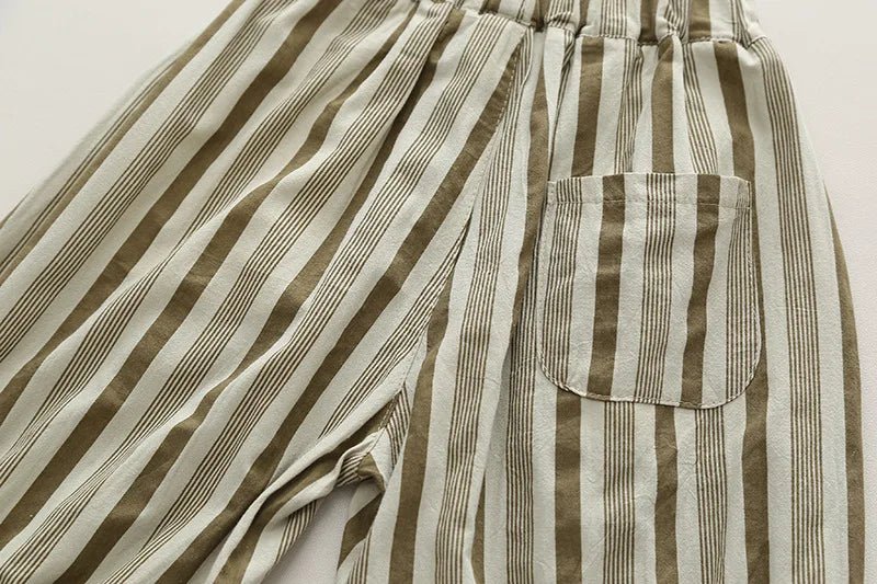 Summer Kid's Clothing Sets Boys' Short Sleeve Outfit Vertical Stripes T-shirt Pants 2Pcs Trendy Children's Costume Stylish - Mom & Kids