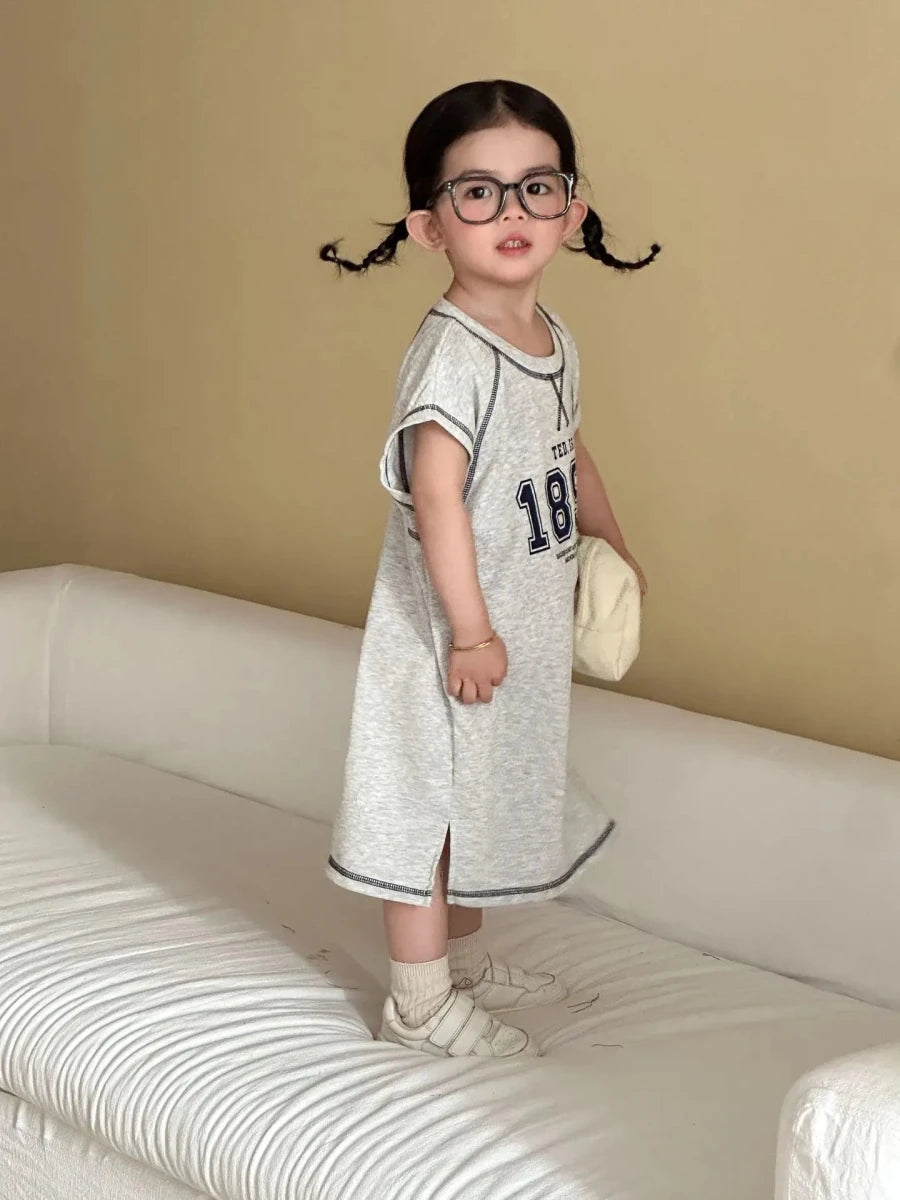 Summer New Children Short Sleeve Clothes Set Boys Letter Print T Shirts 2pcs Suit Girls Vest Dress Kids Brother Sisters Set - Mom & Kids