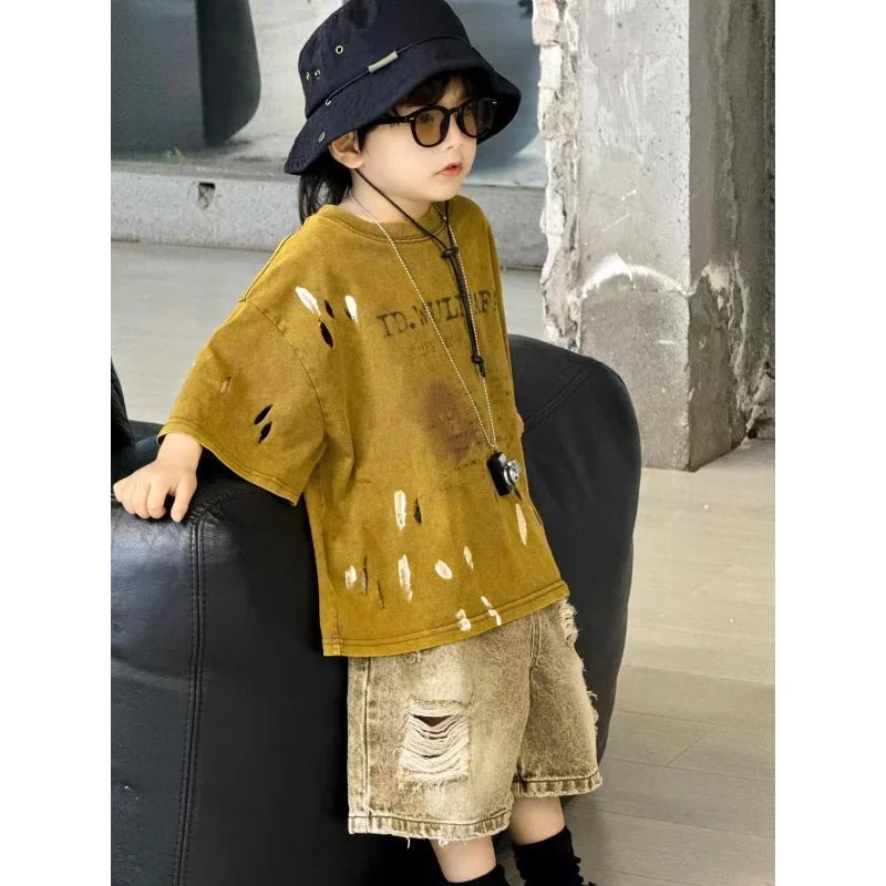 Summer Outfit New Perforated Denim Shorts Children's Clothing - Mom & Kids