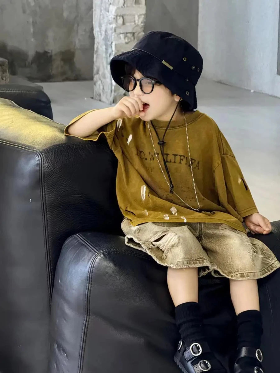 Summer Outfit New Perforated Denim Shorts Children's Clothing - Mom & Kids
