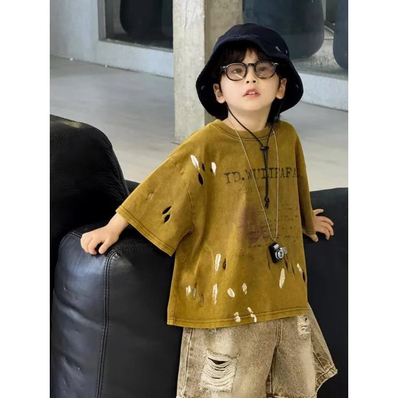 Summer Outfit New Perforated Denim Shorts Children's Clothing - Mom & Kids