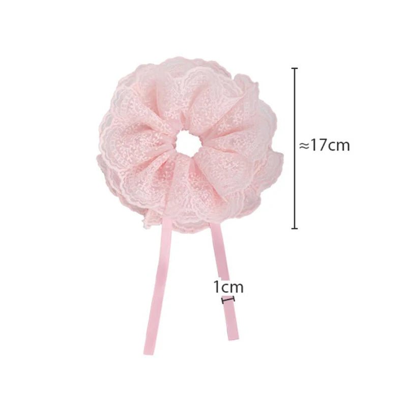 Sweet Drawstring Bow Lace Hair Scrunchies For Women Elastic Hair Bands Ponytail Holders Girl Hair Accessories - Mom & Kids