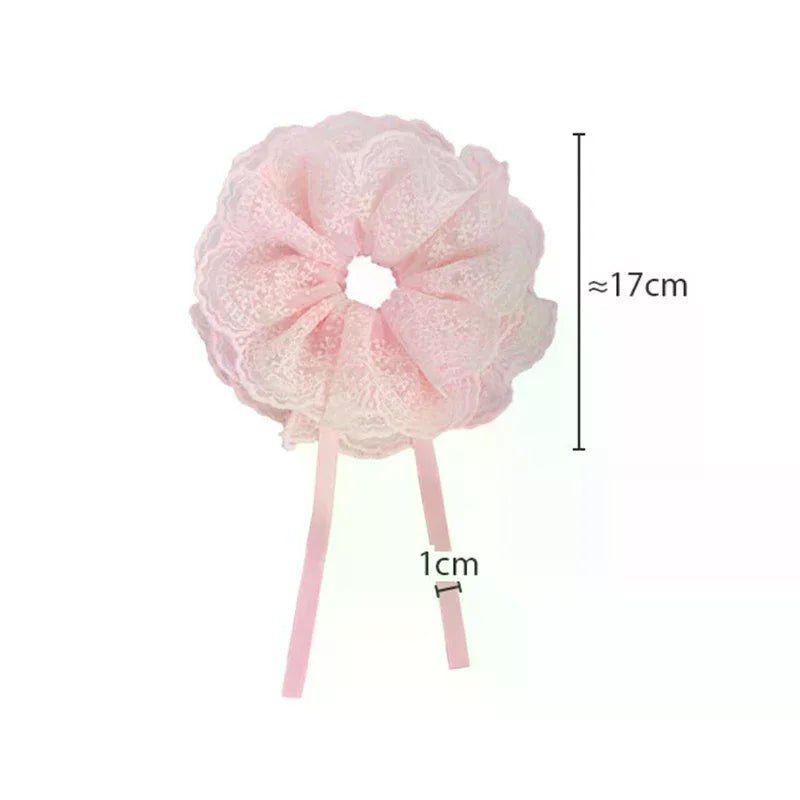 Sweet Drawstring Bow Lace Hair Scrunchies For Women Elastic Hair Bands Ponytail Holders Girl Hair Accessories - Mom & Kids