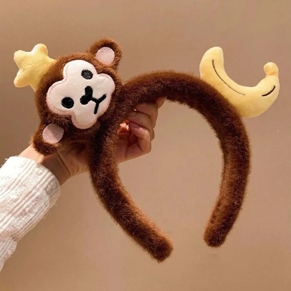 Sweet Hair Accessories Dachshund Hair Hoop Plaid Bow New Year Headwear Red Headband Moon Creative Cartoon Monkey Hairband Girls - Mom & Kids
