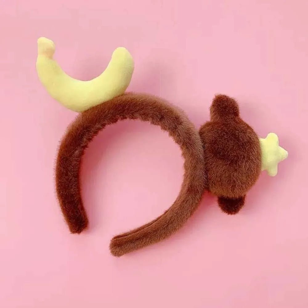 Sweet Hair Accessories Dachshund Hair Hoop Plaid Bow New Year Headwear Red Headband Moon Creative Cartoon Monkey Hairband Girls - Mom & Kids