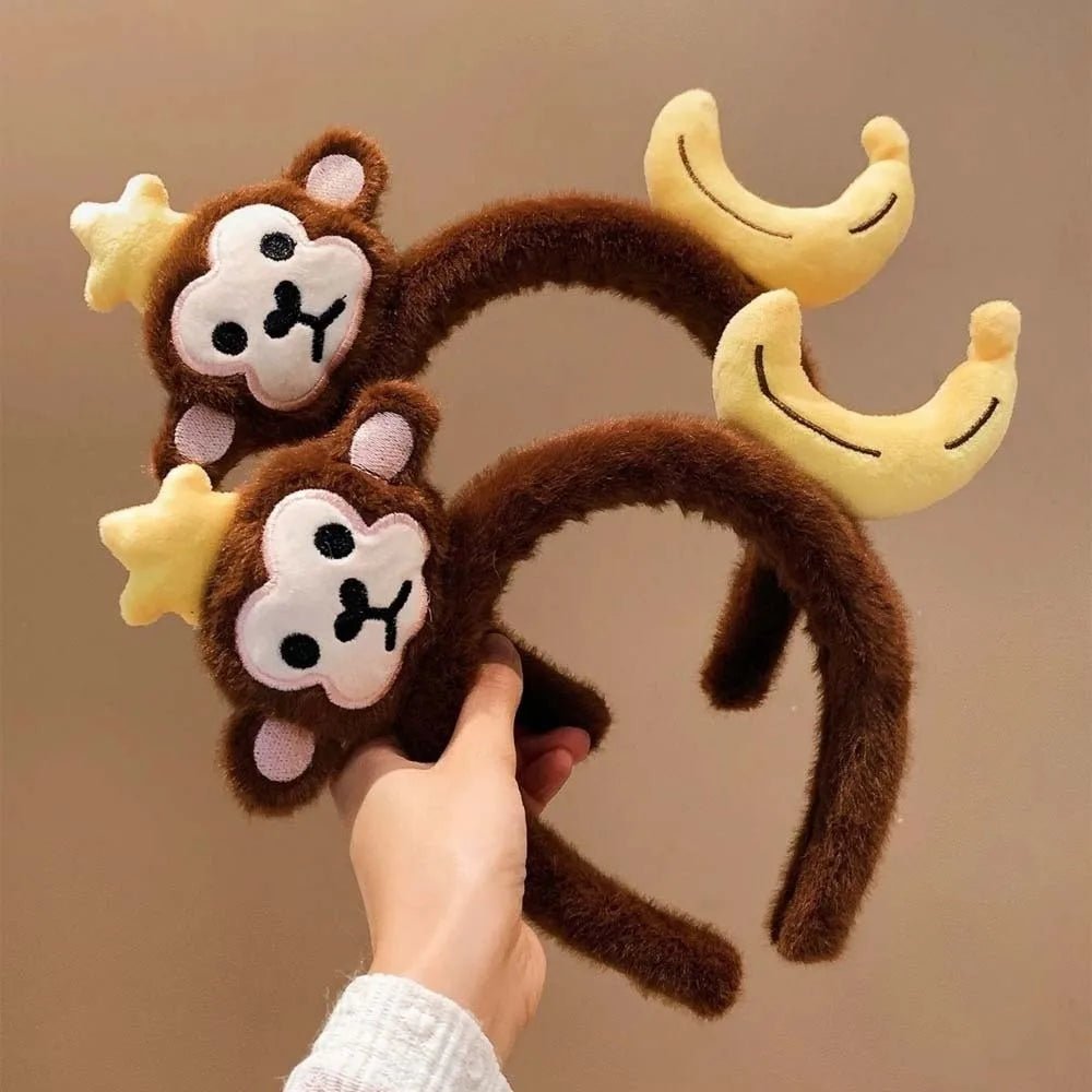 Sweet Hair Accessories Dachshund Hair Hoop Plaid Bow New Year Headwear Red Headband Moon Creative Cartoon Monkey Hairband Girls - Mom & Kids