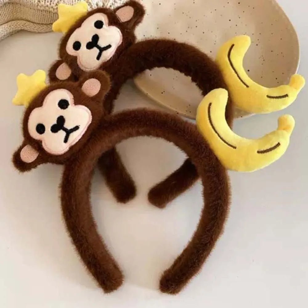Sweet Hair Accessories Dachshund Hair Hoop Plaid Bow New Year Headwear Red Headband Moon Creative Cartoon Monkey Hairband Girls - Mom & Kids
