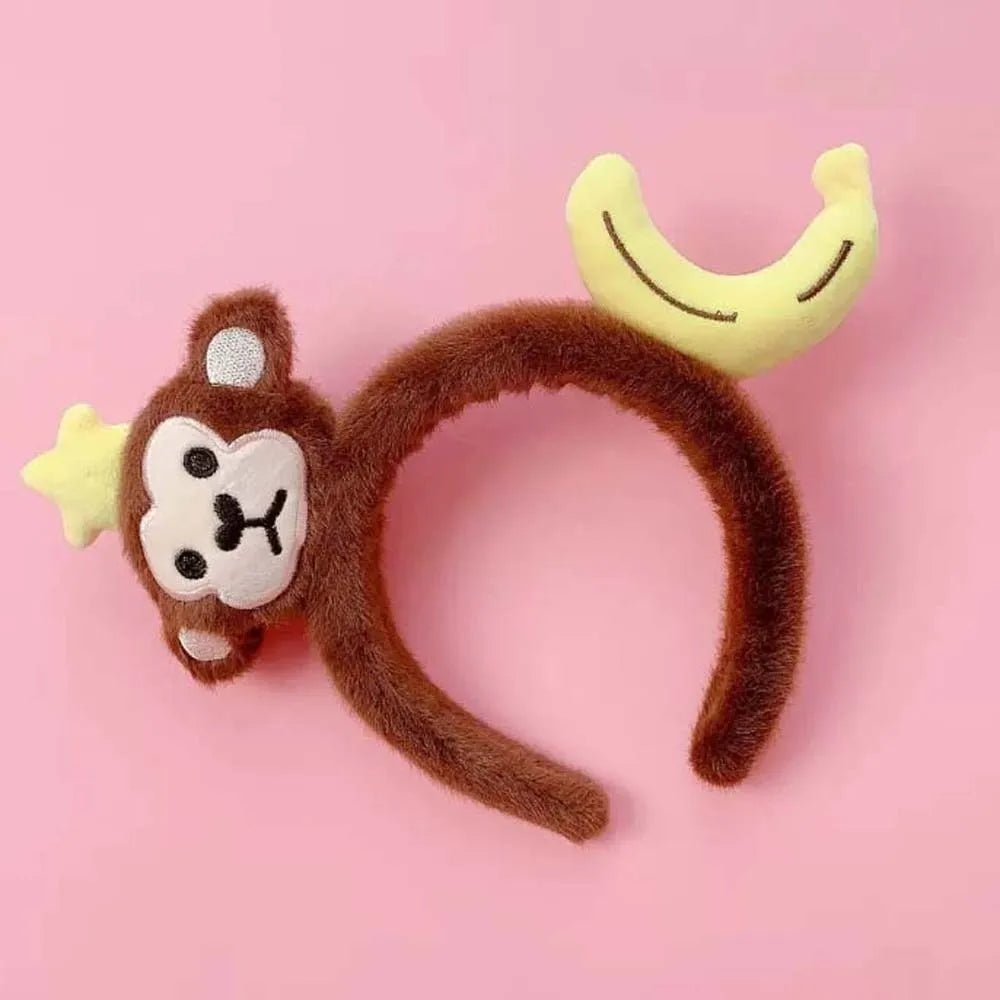 Sweet Hair Accessories Dachshund Hair Hoop Plaid Bow New Year Headwear Red Headband Moon Creative Cartoon Monkey Hairband Girls - Mom & Kids