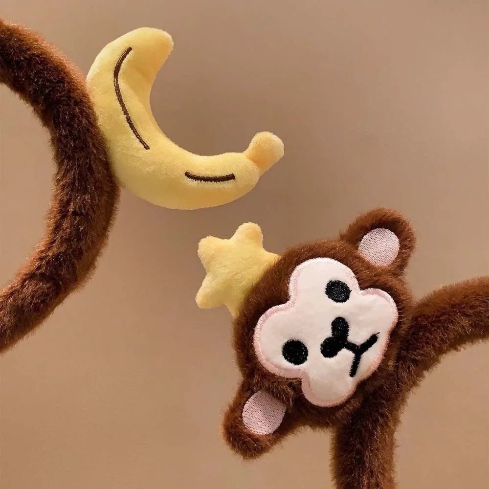 Sweet Hair Accessories Dachshund Hair Hoop Plaid Bow New Year Headwear Red Headband Moon Creative Cartoon Monkey Hairband Girls - Mom & Kids