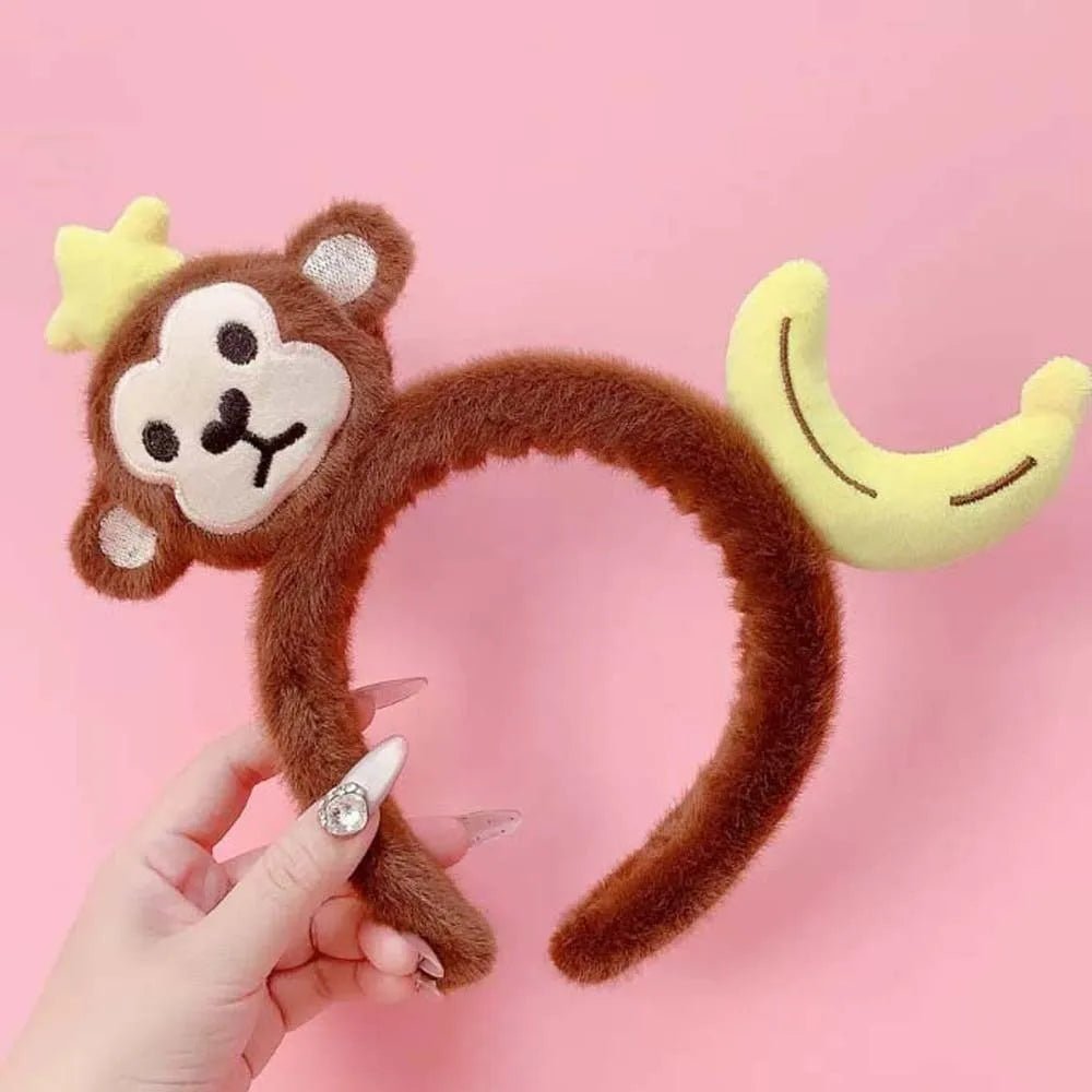 Sweet Hair Accessories Dachshund Hair Hoop Plaid Bow New Year Headwear Red Headband Moon Creative Cartoon Monkey Hairband Girls - Mom & Kids