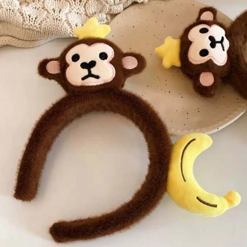 Sweet Hair Accessories Dachshund Hair Hoop Plaid Bow New Year Headwear Red Headband Moon Creative Cartoon Monkey Hairband Girls - Mom & Kids