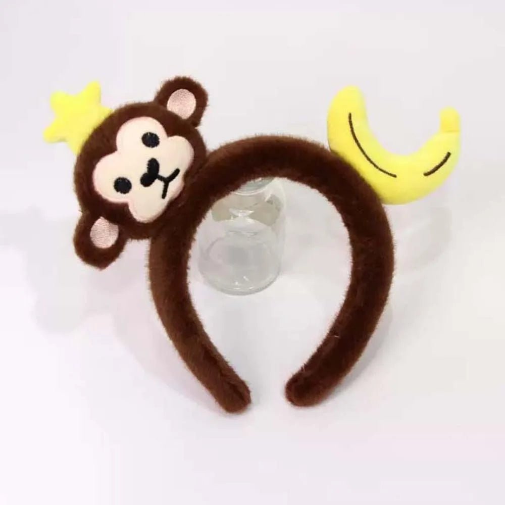 Sweet Hair Accessories Dachshund Hair Hoop Plaid Bow New Year Headwear Red Headband Moon Creative Cartoon Monkey Hairband Girls - Mom & Kids
