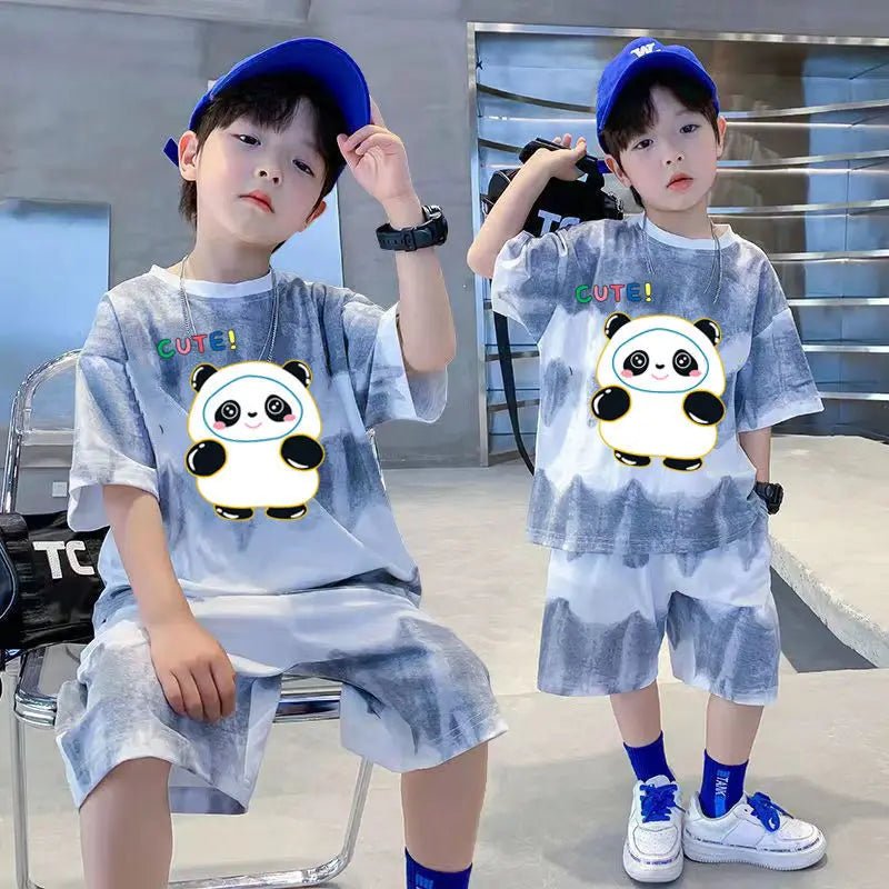Teenage Boy Set kid clothing Suit Cotton Summer Outing Clothes Top Shorts 2PCS Clothing for Children's - Mom & Kids