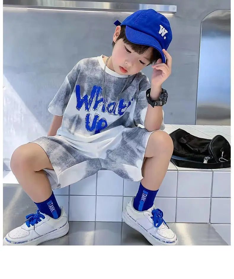 Teenage Boy Set kid clothing Suit Cotton Summer Outing Clothes Top Shorts 2PCS Clothing for Children's - Mom & Kids