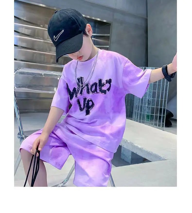 Teenage Boy Set kid clothing Suit Cotton Summer Outing Clothes Top Shorts 2PCS Clothing for Children's - Mom & Kids