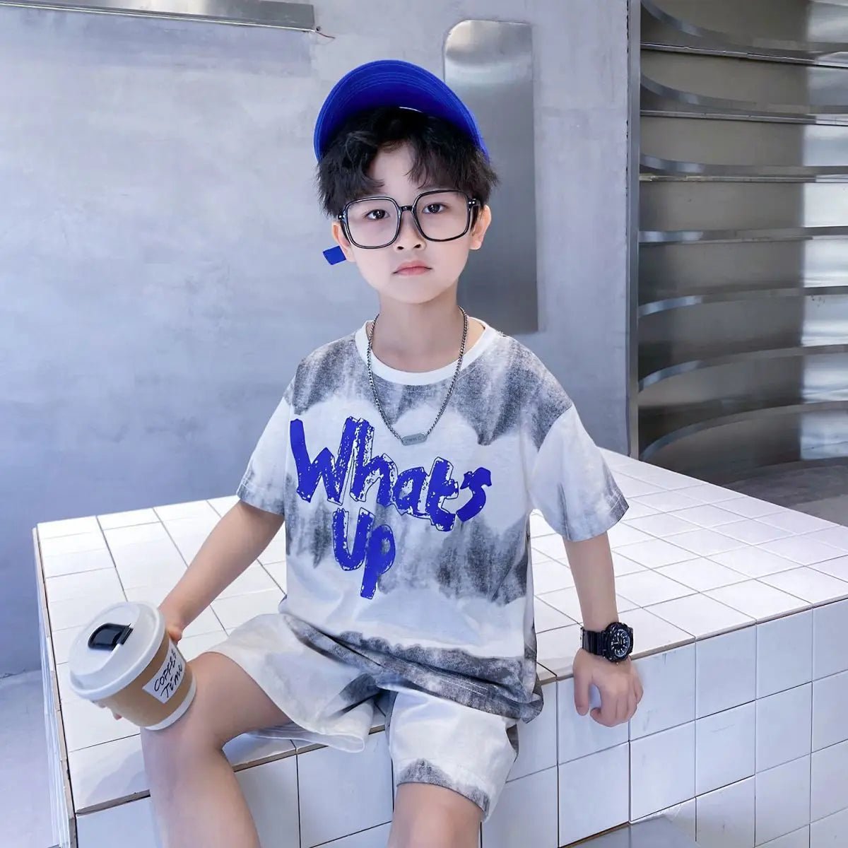 Teenage Boy Set kid clothing Suit Cotton Summer Outing Clothes Top Shorts 2PCS Clothing for Children's - Mom & Kids