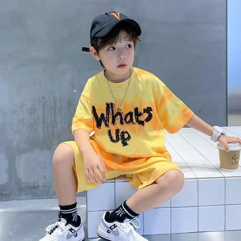 Teenage Boy Set kid clothing Suit Cotton Summer Outing Clothes Top Shorts 2PCS Clothing for Children's - Mom & Kids