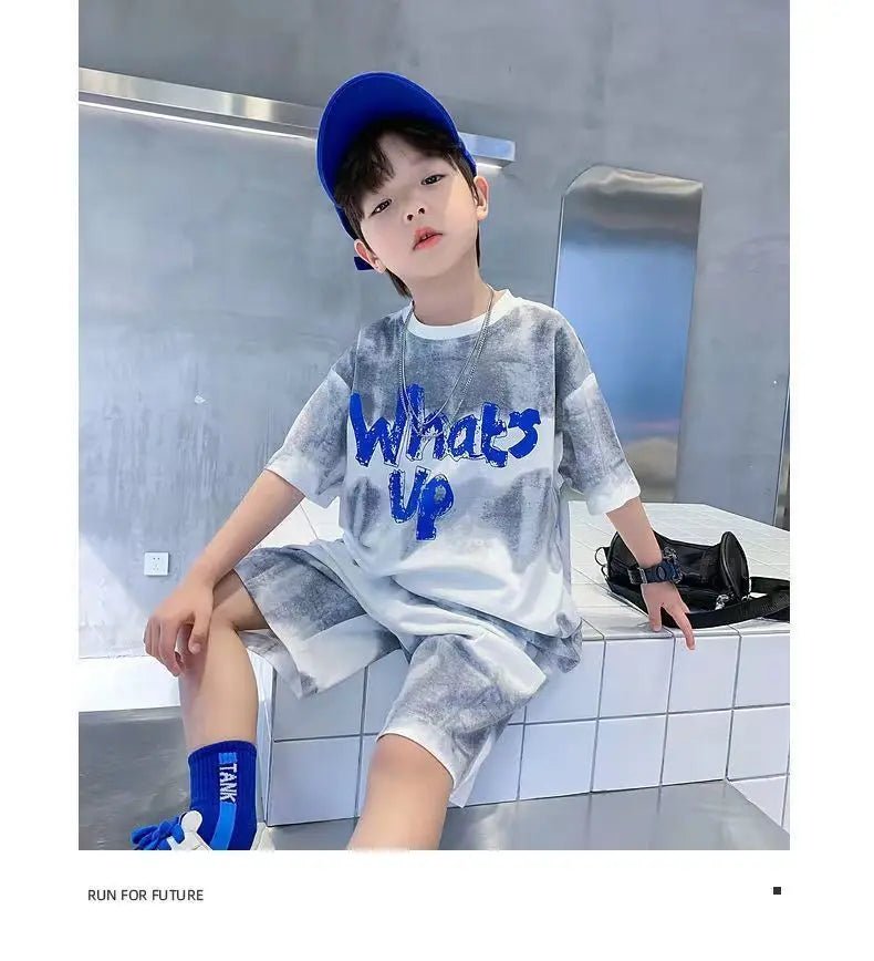 Teenage Boy Set kid clothing Suit Cotton Summer Outing Clothes Top Shorts 2PCS Clothing for Children's - Mom & Kids