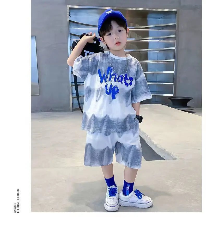 Teenage Boy Set kid clothing Suit Cotton Summer Outing Clothes Top Shorts 2PCS Clothing for Children's - Mom & Kids