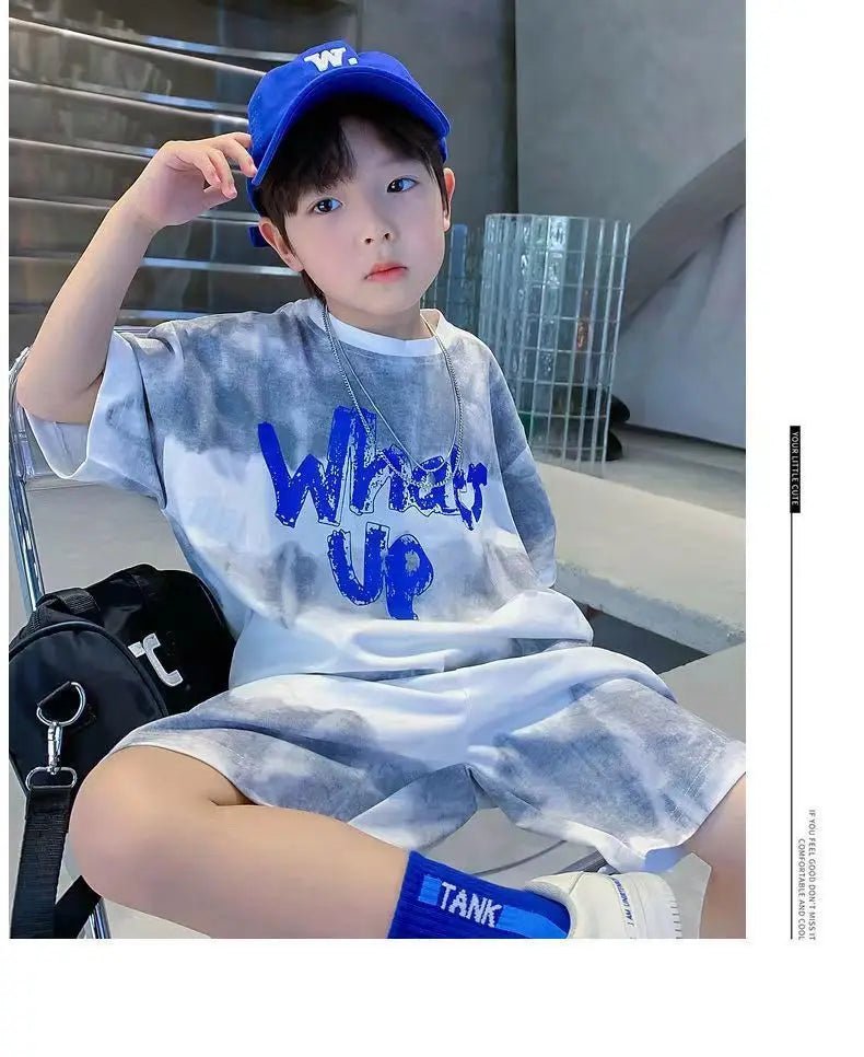 Teenage Boy Set kid clothing Suit Cotton Summer Outing Clothes Top Shorts 2PCS Clothing for Children's - Mom & Kids