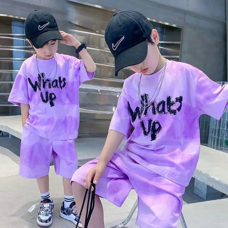 Teenage Boy Set kid clothing Suit Cotton Summer Outing Clothes Top Shorts 2PCS Clothing for Children's - Mom & Kids