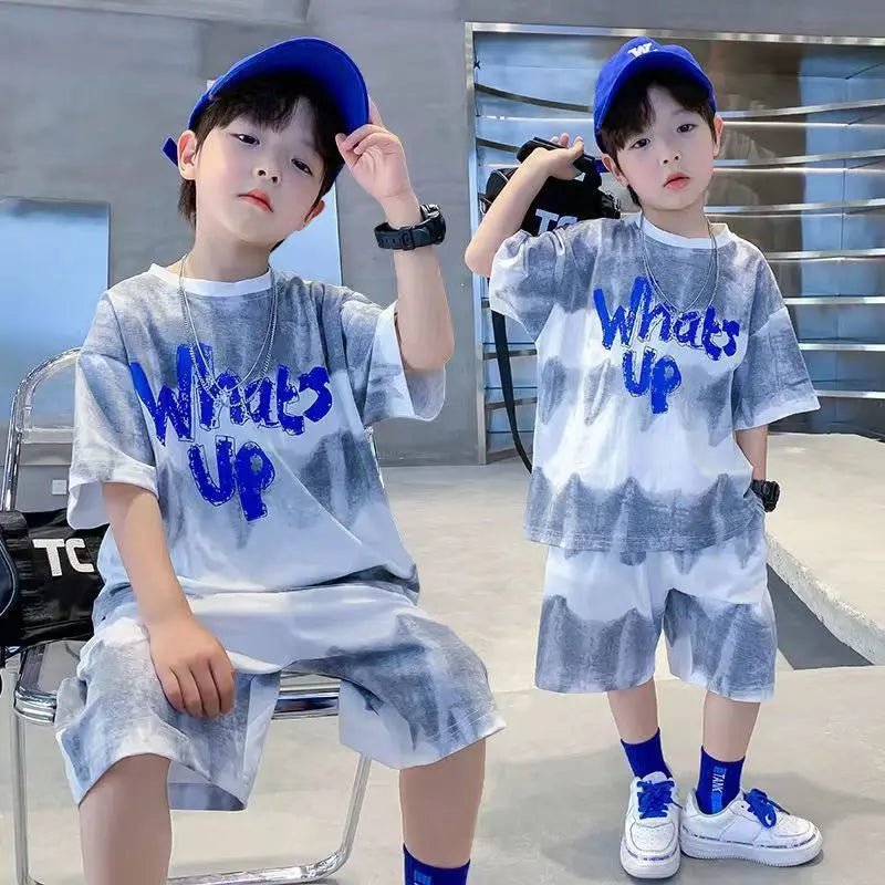 Teenage Boy Set kid clothing Suit Cotton Summer Outing Clothes Top Shorts 2PCS Clothing for Children's - Mom & Kids