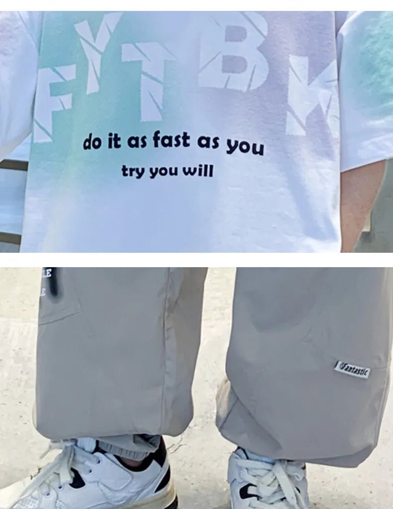 Teenager Boys Clothes Casual Outfit Kids Gradient Tracksuit Child t shirt + ankle tie pant - Mom & Kids