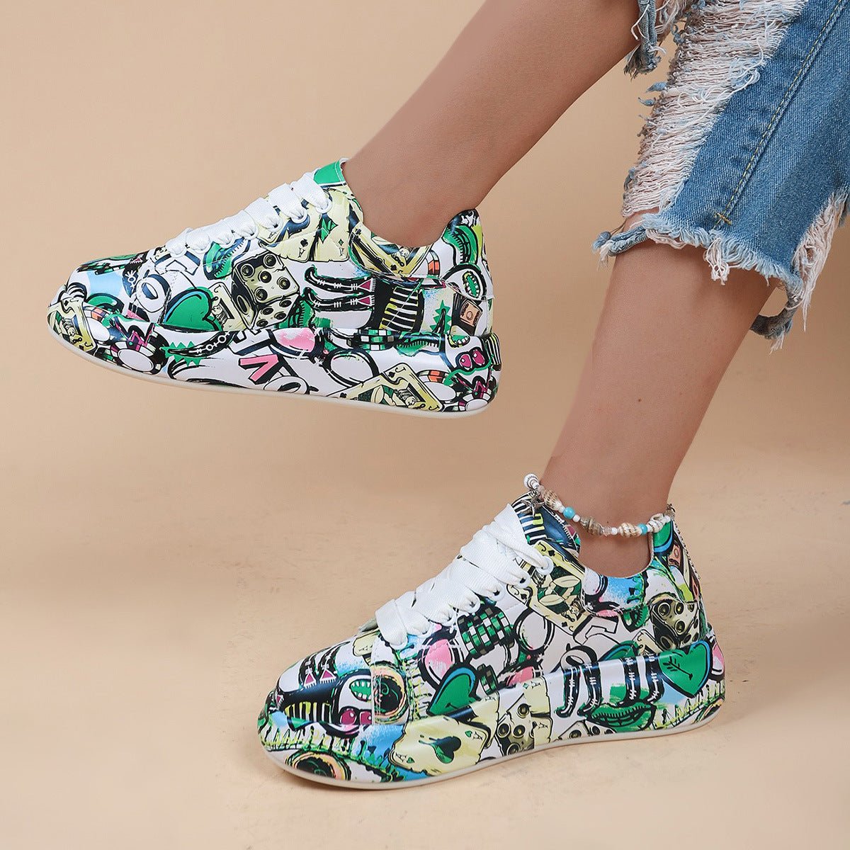 Thick Bottom Lace-up Sports Shoes Round Head (Available) - Mom & Kids