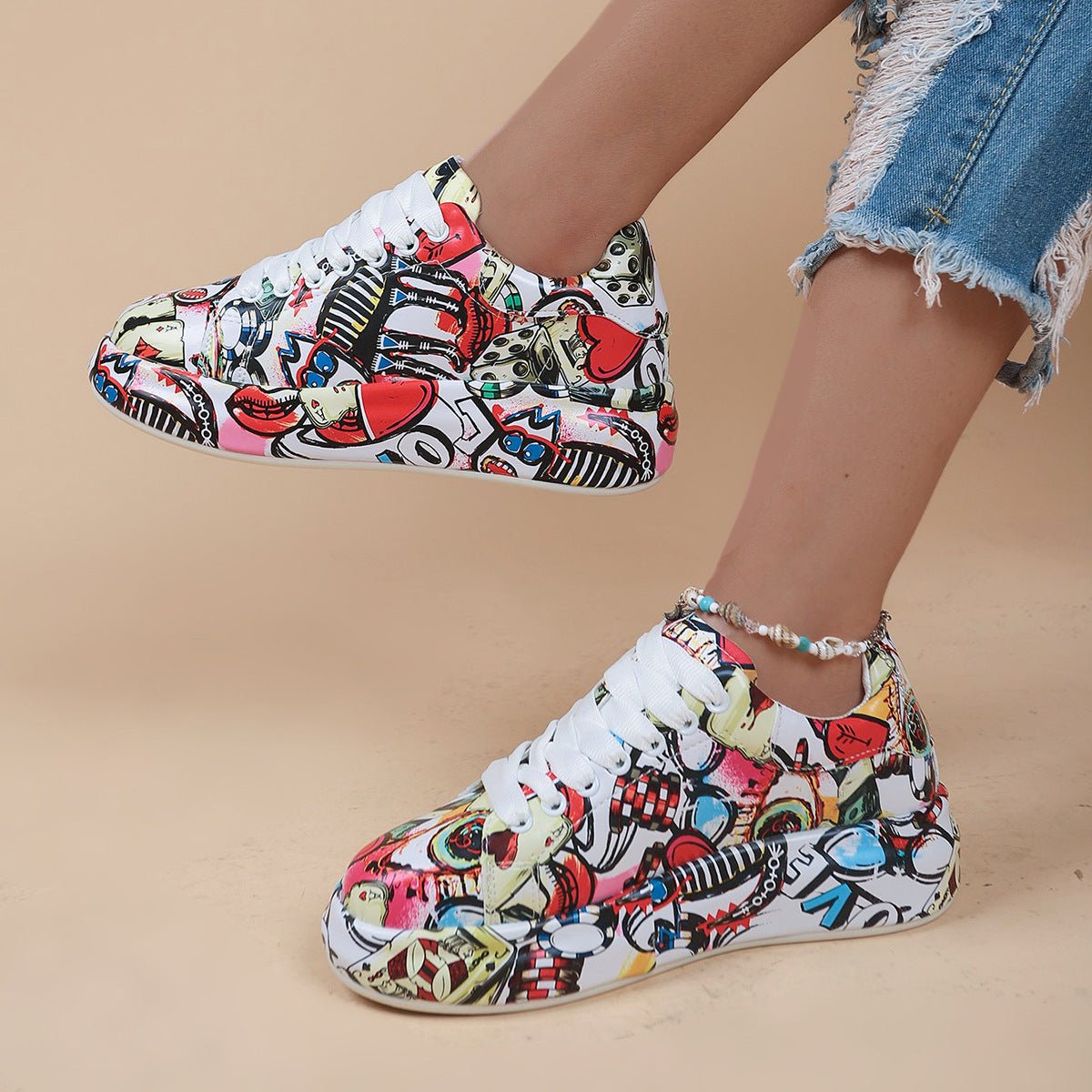 Thick Bottom Lace-up Sports Shoes Round Head (Available) - Mom & Kids