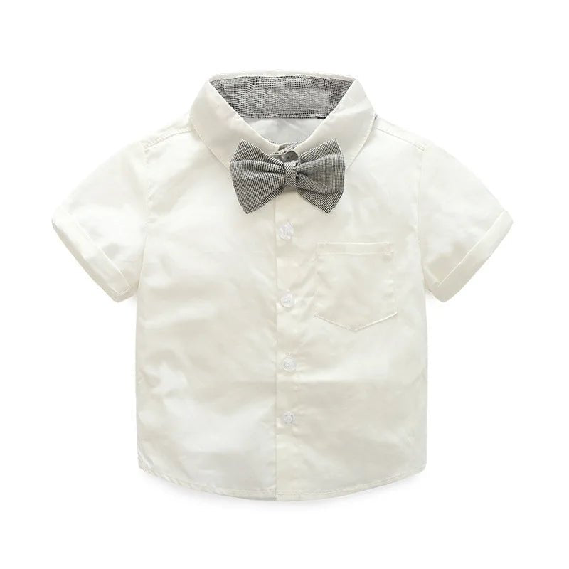 Toddler Boys Clothing Set Newborn Gentleman Suit Kids Short Sleeve Bow Tie Shirt+Suspender Shorts Casual Summer Baby Boy Clothes - Mom & Kids