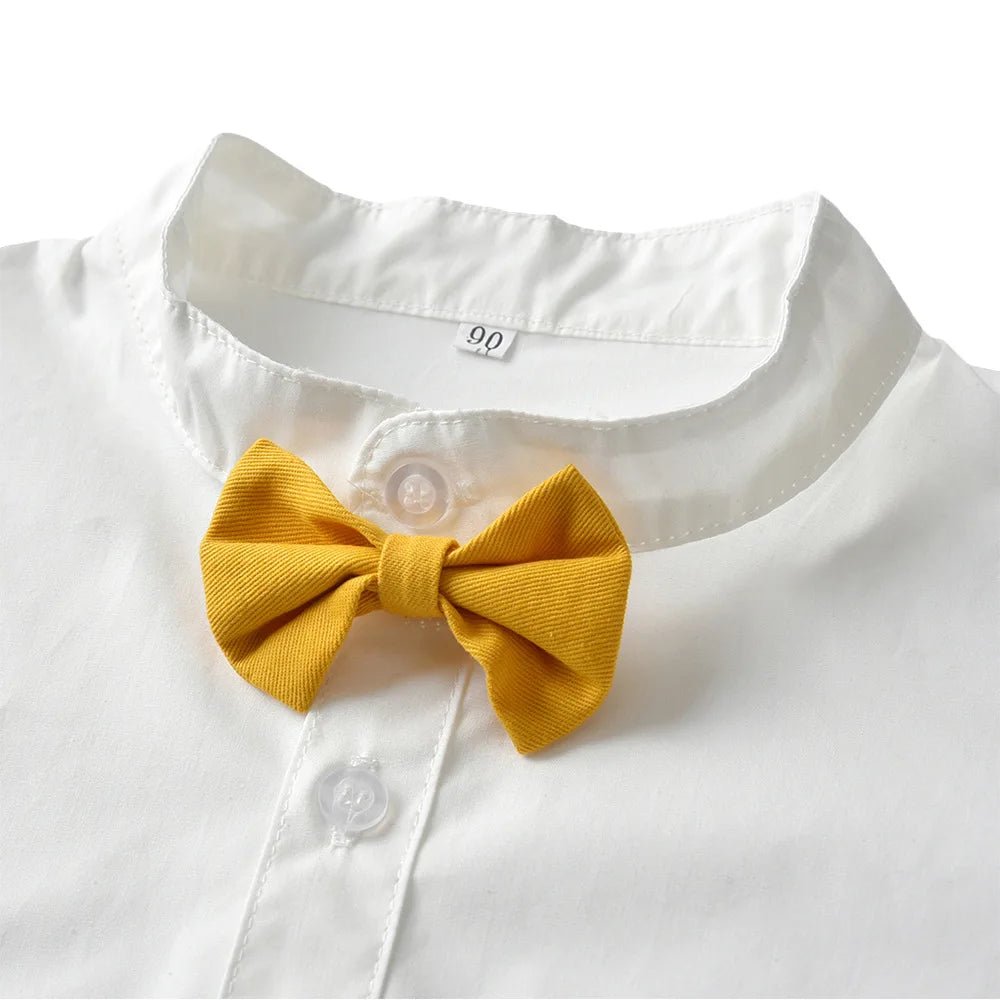 Toddler Boys Clothing Set Newborn Gentleman Suit Kids Short Sleeve Bow Tie Shirt+Suspender Shorts Casual Summer Baby Boy Clothes - Mom & Kids