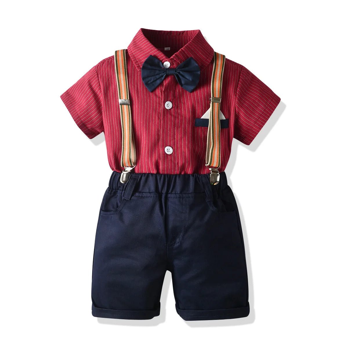 Toddler Boys Clothing Set Newborn Gentleman Suit Kids Short Sleeve Bow Tie Shirt+Suspender Shorts Casual Summer Baby Boy Clothes - Mom & Kids