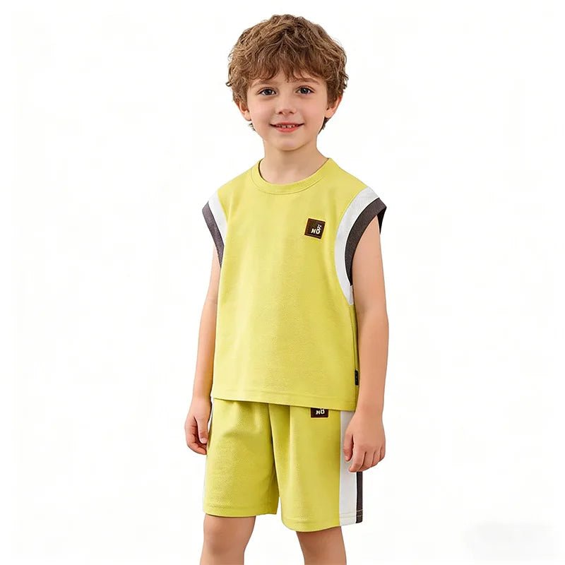Toddler Kids Sleeveless Vest+Shorts 2PCS/Set Baby Boy Summer Casual Sport Outfit Fashion Children Clothing6-14Y - Mom & Kids