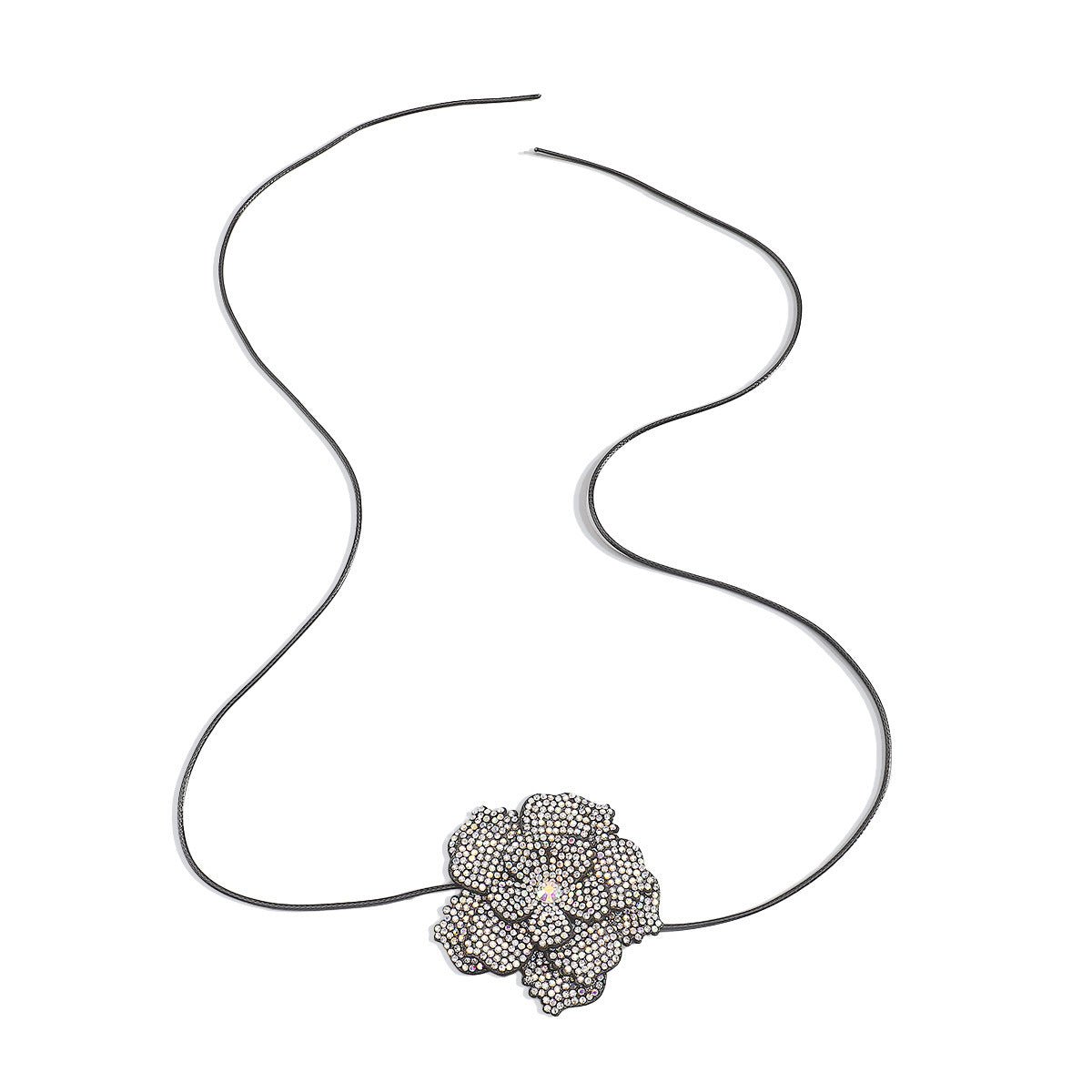 Vintage Full Diamond Chocker Camellia Necklace Wax Line Lace-up Bracelet (Available) - Mom & Kids