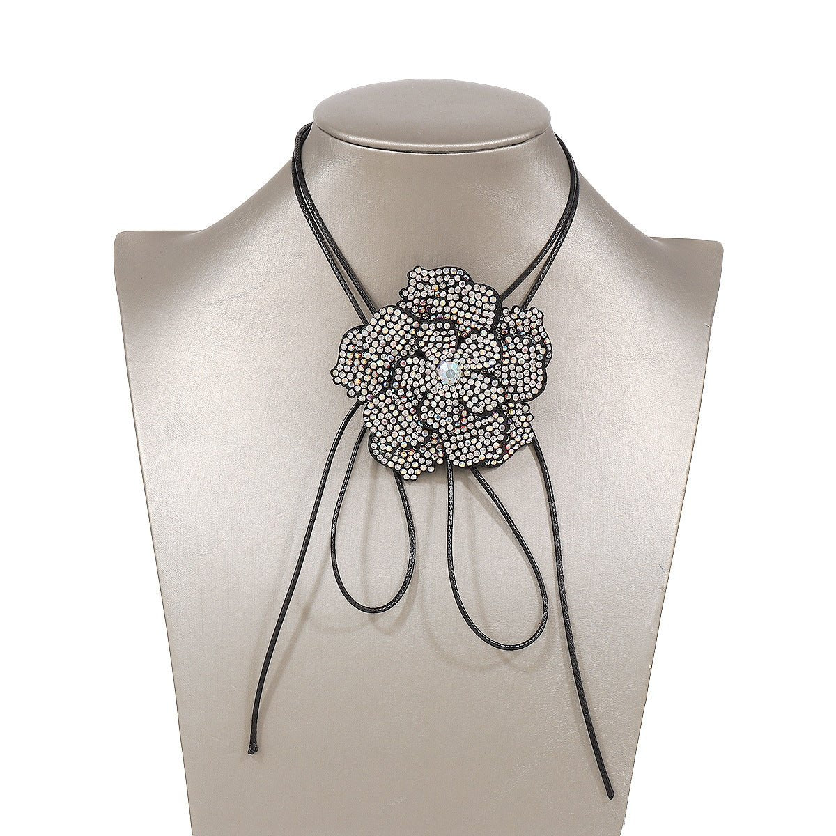 Vintage Full Diamond Chocker Camellia Necklace Wax Line Lace-up Bracelet (Available) - Mom & Kids