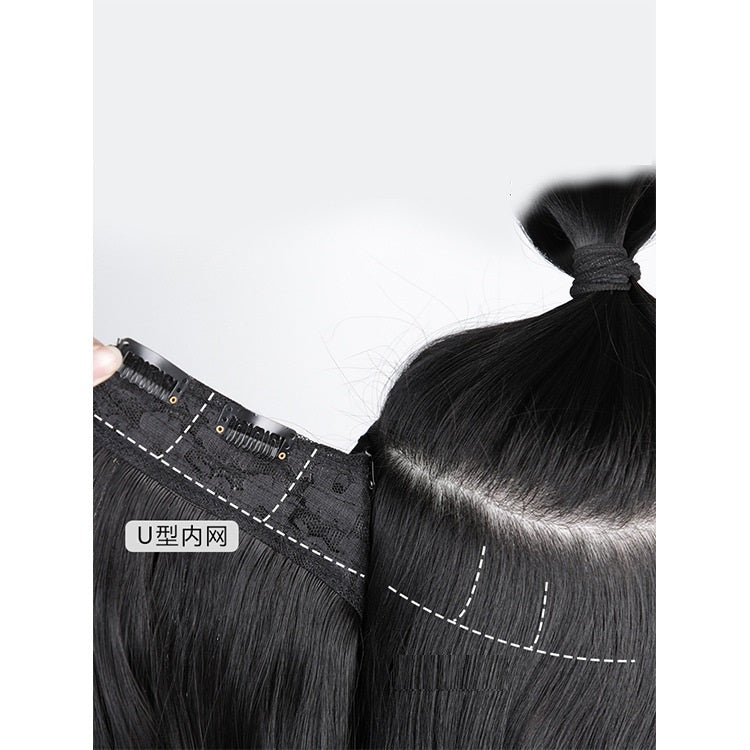 U shape curly hair volume wig Bangladesh big wave seamless hair extension natural fluffy hairstyle